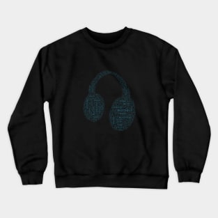 Headphone Audio Silhouette Shape Text Word Cloud Crewneck Sweatshirt